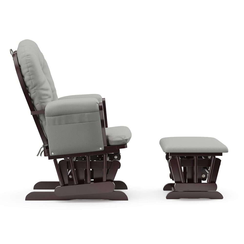 Storkcraft Premium Hoop Glider & Ottoman, Espresso/Light Gray