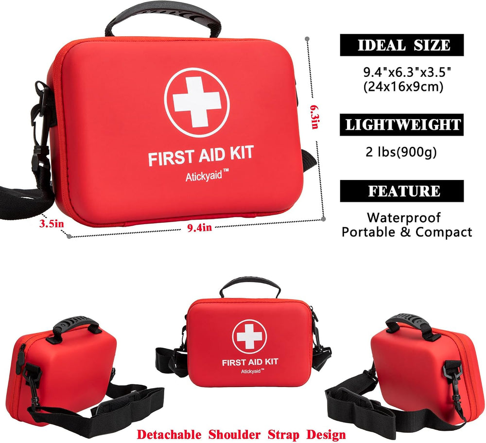 First Aid Kit 340 Piece, Premium Waterproof Hard Shell Medical Kit