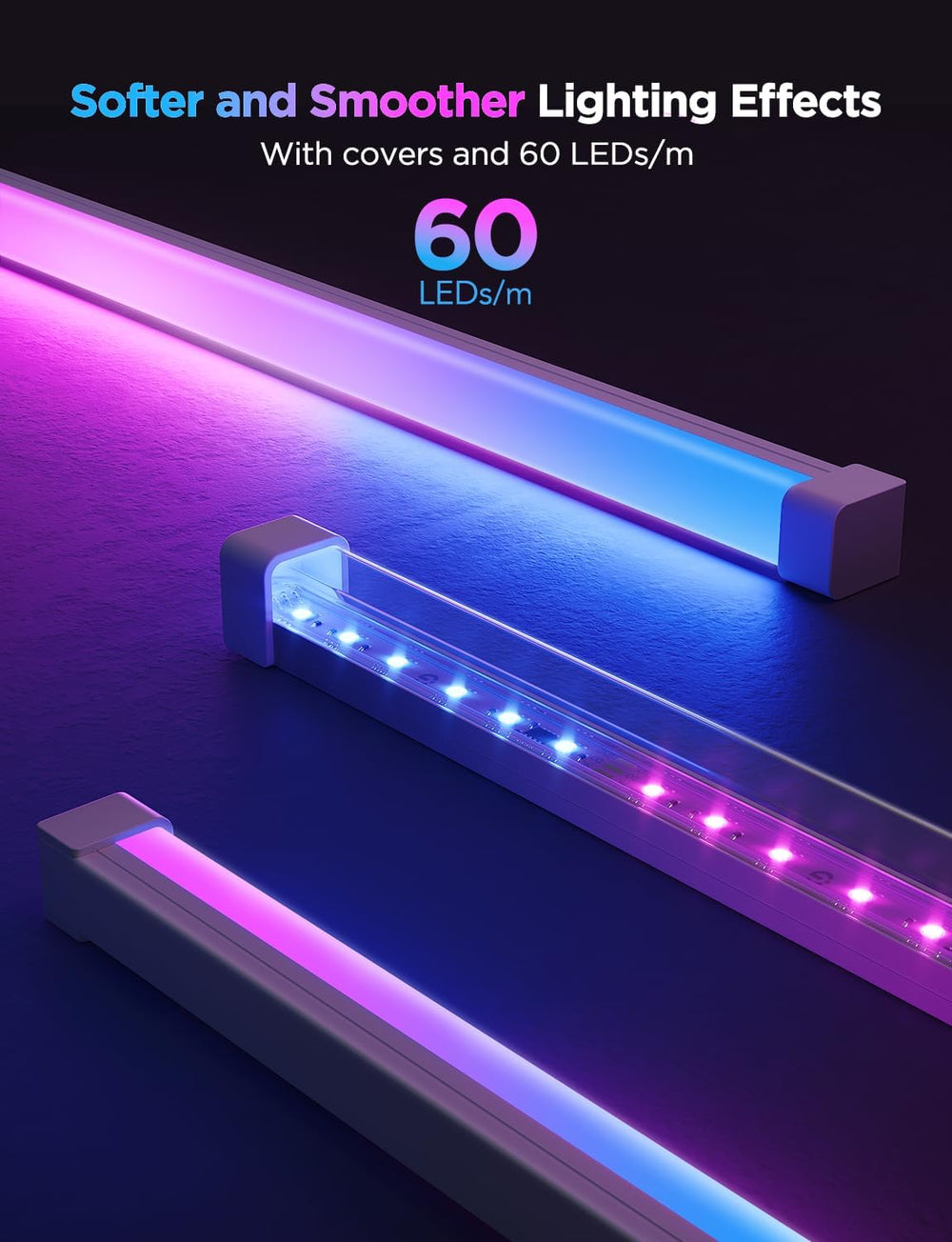 Govee RGBIC LED Strip Lights 32.8ft with Covers,Smart Control, APP, WiFi