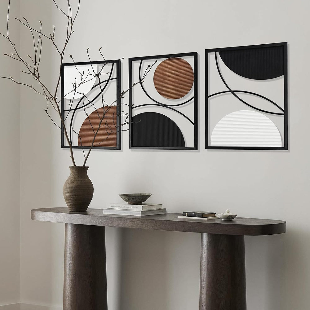 Oakrain 3 Pack Metal Wall Art, Abstract Minimalist Modern Wall Decor for Livi...