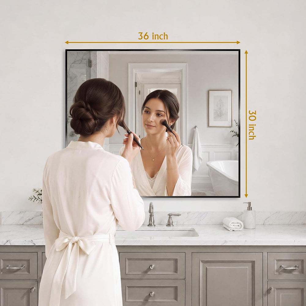 30"x36" Black Bathroom Mirror Wall Mounted for Over Sink