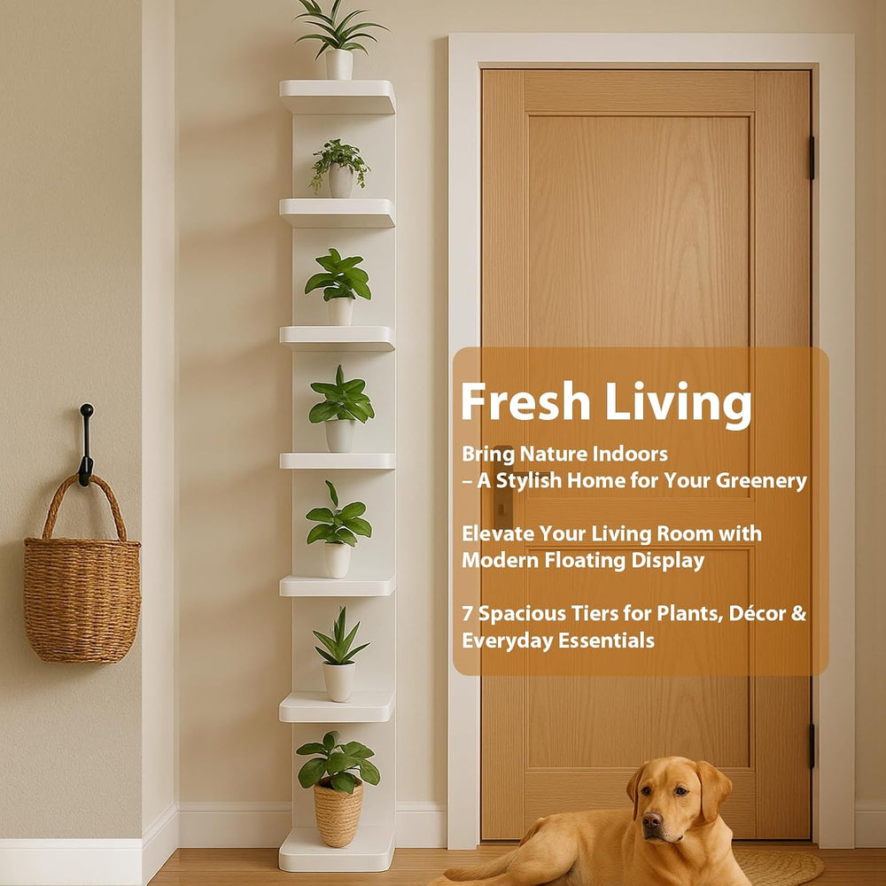 LitaEther Versatile 7 Tier Wall Shelf Unit,White Lack Wall Shelf,Display Floa...