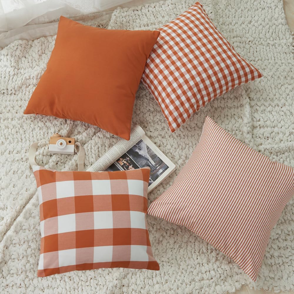 HOPLEE Orange Fall Pillow Covers 24x24 Farmhouse Throw Pillow Cover Cushion C...