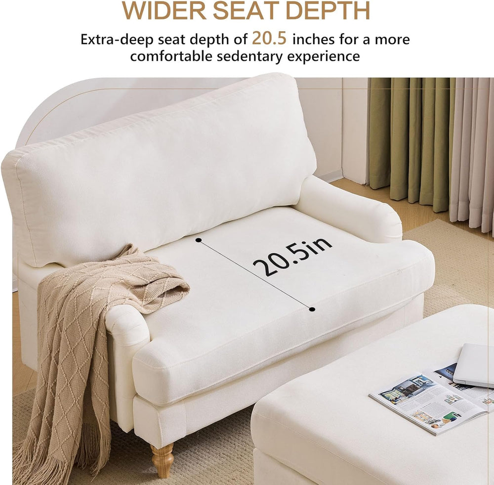 Bezseller 47" W Oversized Chair Indoor with Ottoman (Beige)