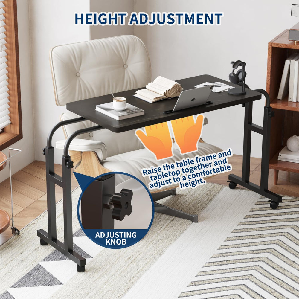 TigerDad Mobile Recliner Desk Overbed Table with Wheels Laptop Stand Tray