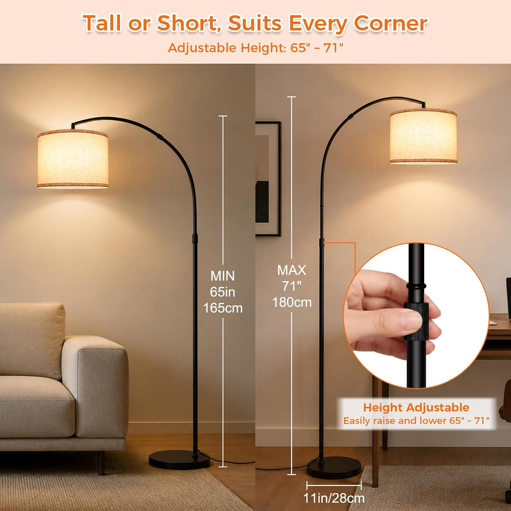 Unicozin Arc Floor Lamp, 2000LM 18W Bright LED Dimmable Tall Standing Lamp