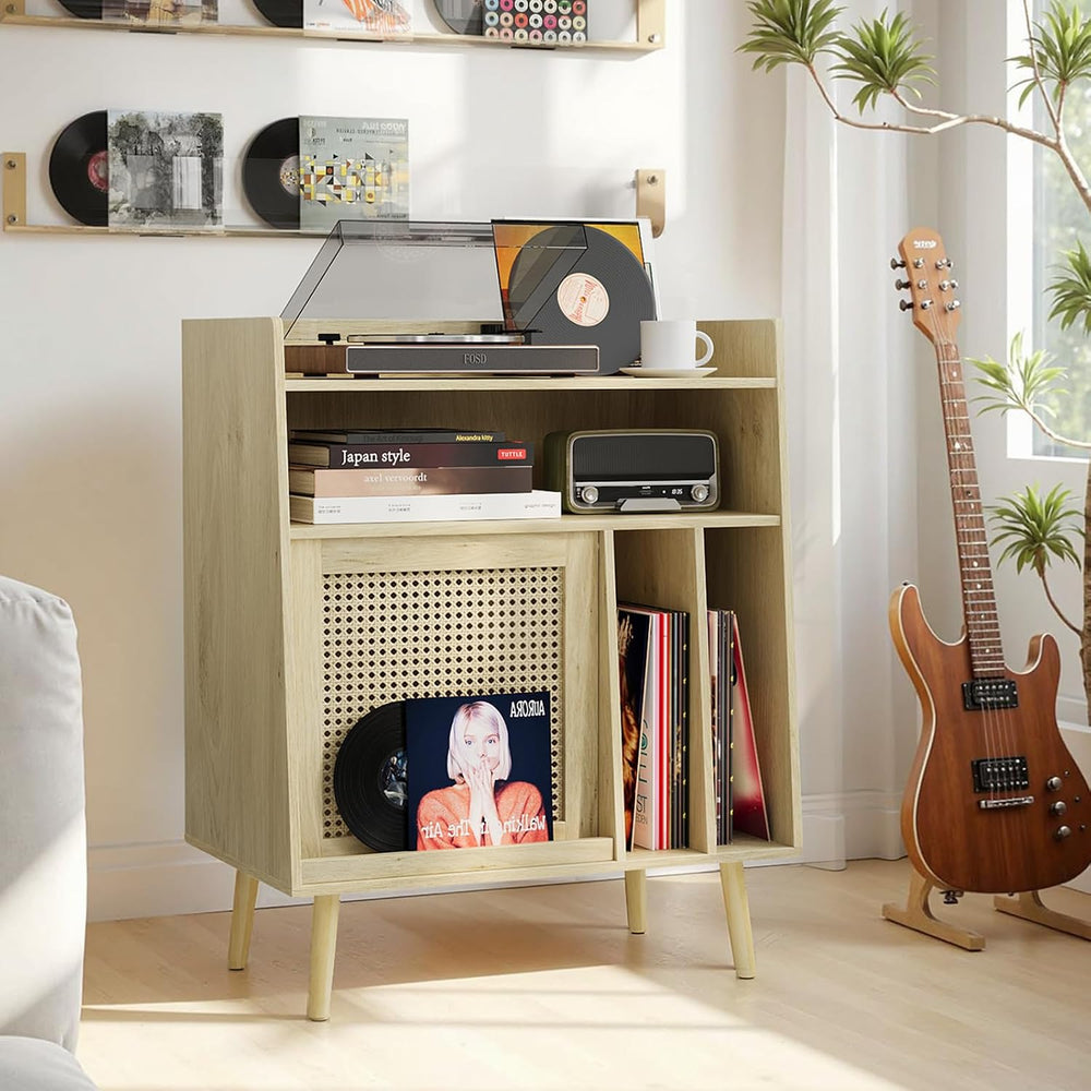 Kiasthome Record Player Stand, Vinyl Record Storage Cabinet Up to 150 Albums,...