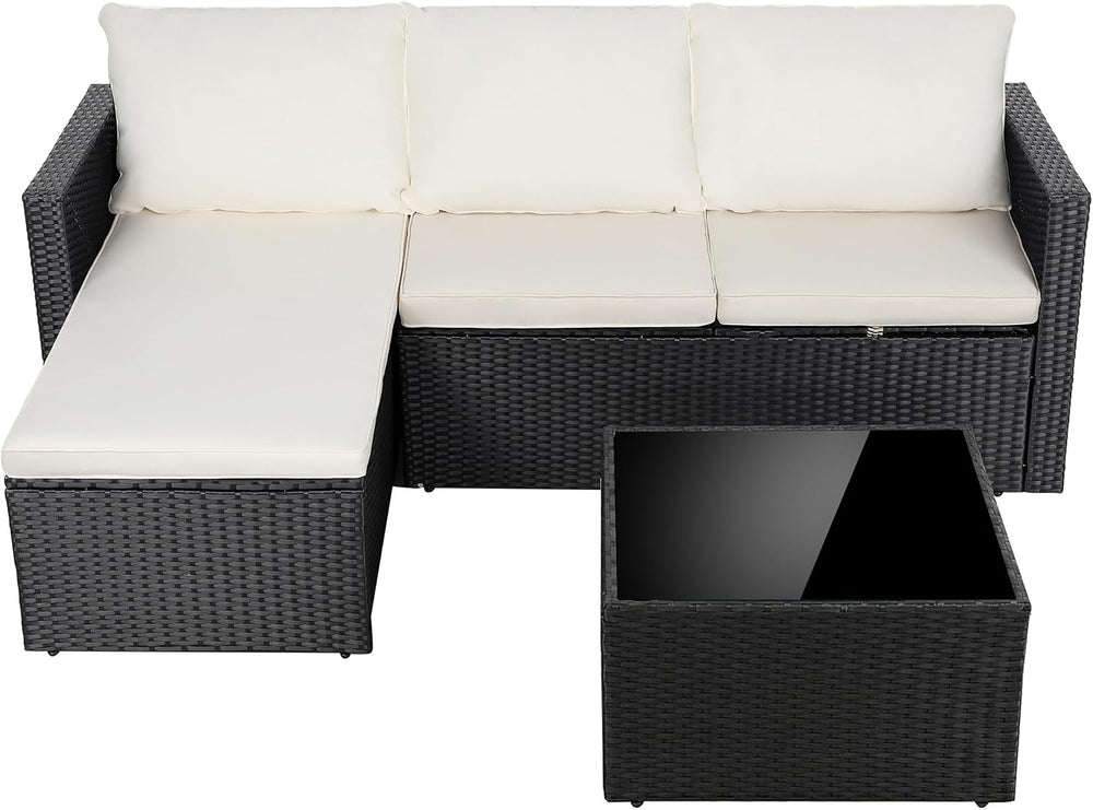 Shintenchi Outdoor Sectional Patio Furniture Set 4-Piece, All-Weather PE Ratt...
