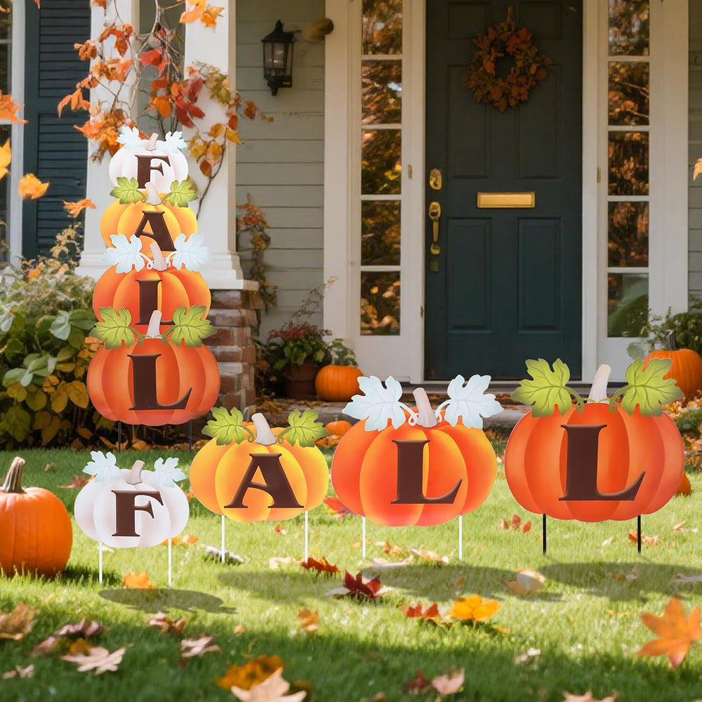 VCUTEKA Fall Outdoor Pumpkins Yard Sign Decor, Thanksgiving Garden Stake