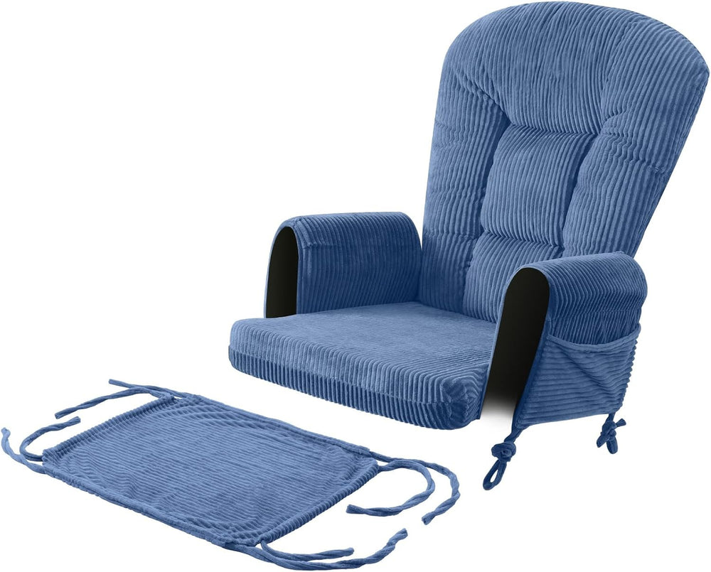 5PCS Glider Rocker Replacement Cushions with Storage Side Pockets, Blue
