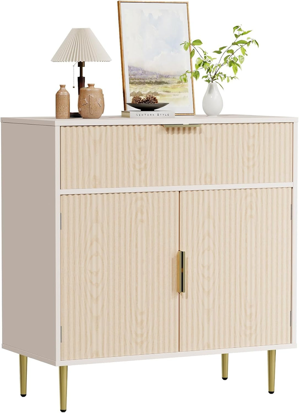 Housoul Sideboard Buffet Cabinet with 2 Doors and Large Drawer, Oak