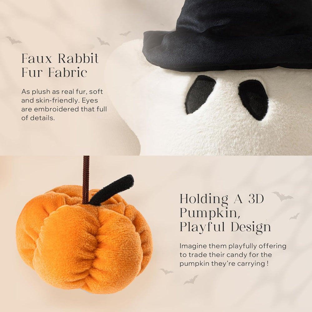 Phantoscope Halloween Ghost Shaped Throw Pillow, Faux Rabbit Fur Spooky Pillo...