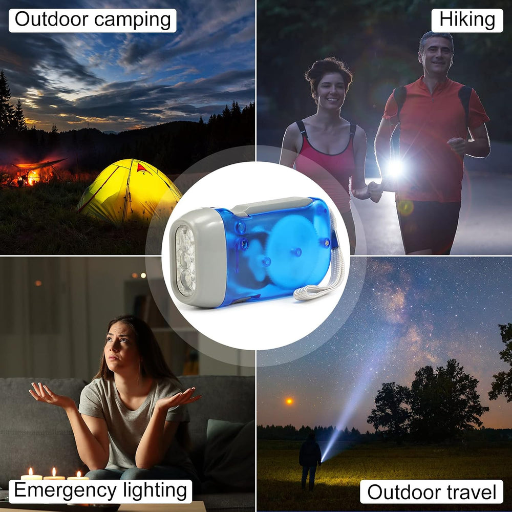 Mudder 24 Hand Crank Flashlight, Red, Blue, Green, Yellow, Black