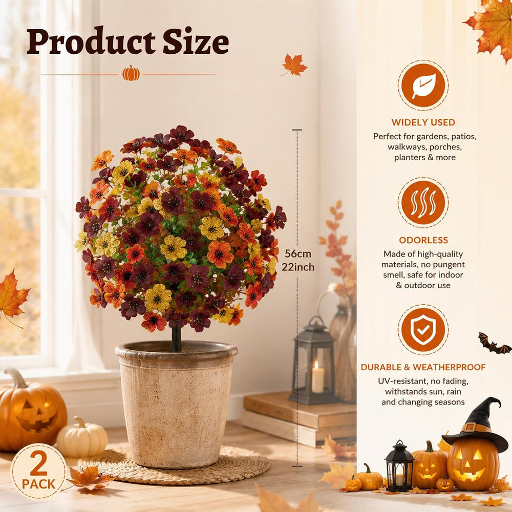 2 Pack Fall Artificial Topiary Ball Trees, UV Resistant Artificial Outdoor Sh...