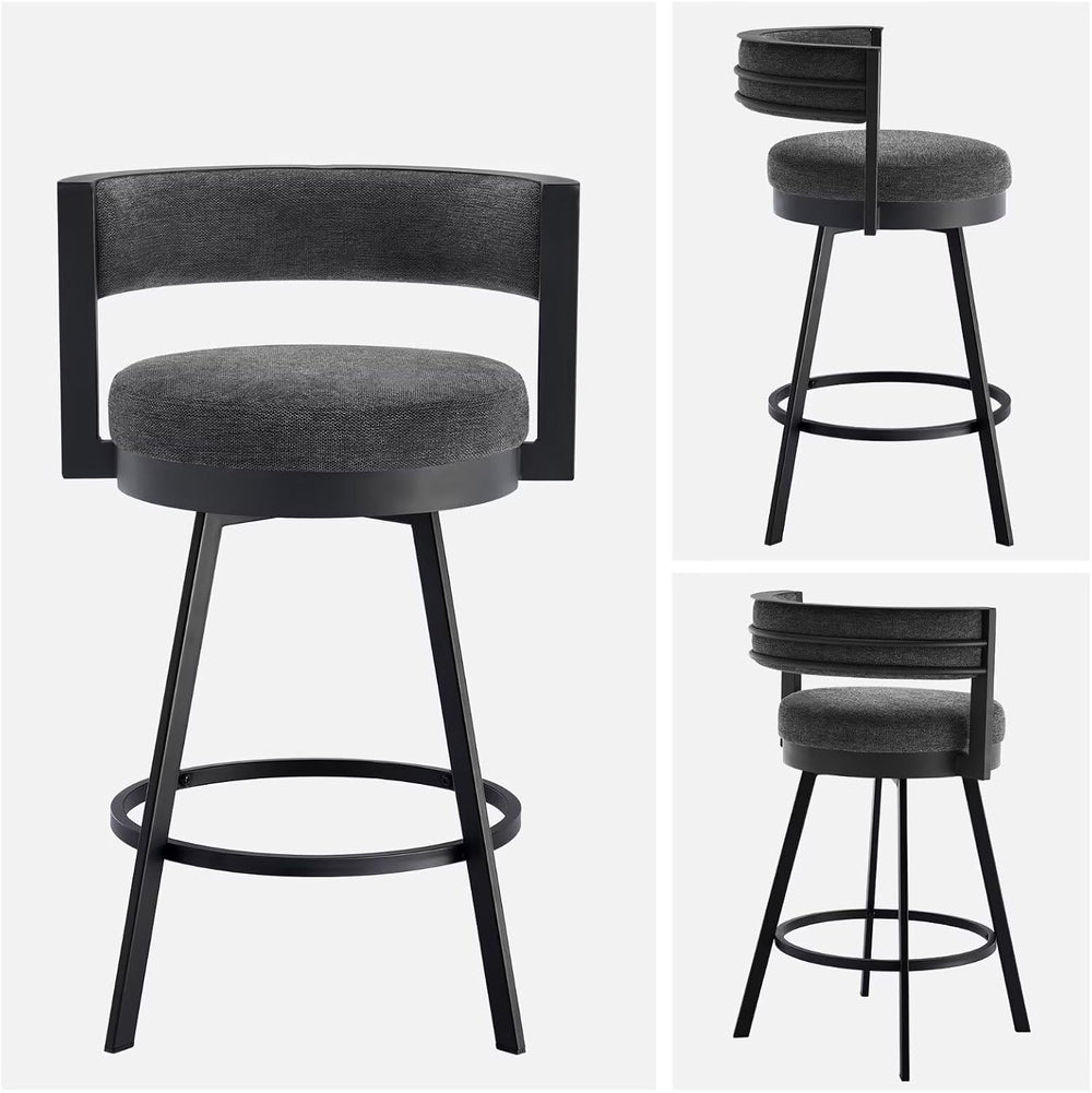 Flouki Swivel Counter Height Bar Stools Set of 4, Upholstered 26.6" Mode...
