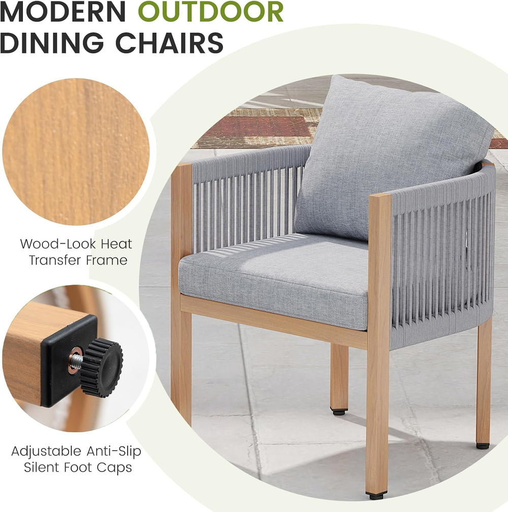 Patio Dining Chairs Set of 4, Outdoor Metal Dining Chair, 4 Piece Rope Outdoo...