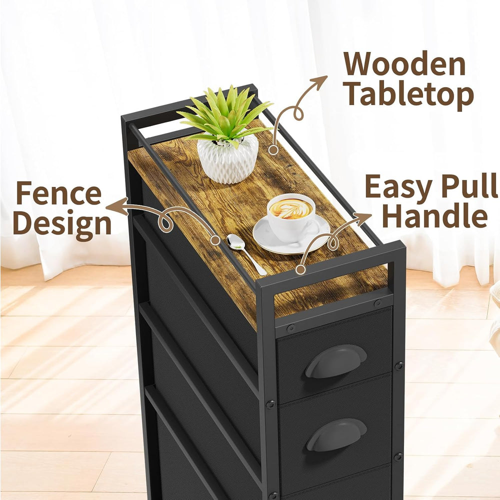 LASZOLA Narrow Cabinet Slim Storage Cart for Bathroom Small Space, Black