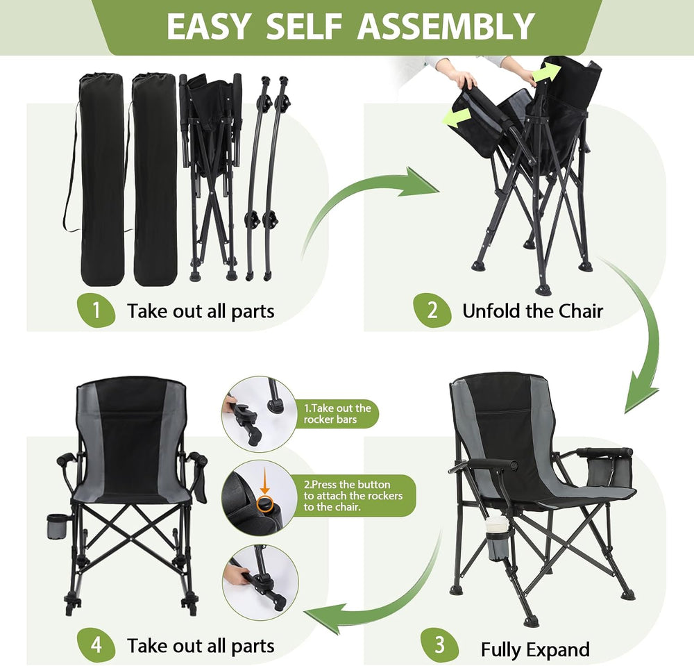 REDCAMP 2 in 1 Oversized Folding Rocking Camping Chair with Removable Rockers...