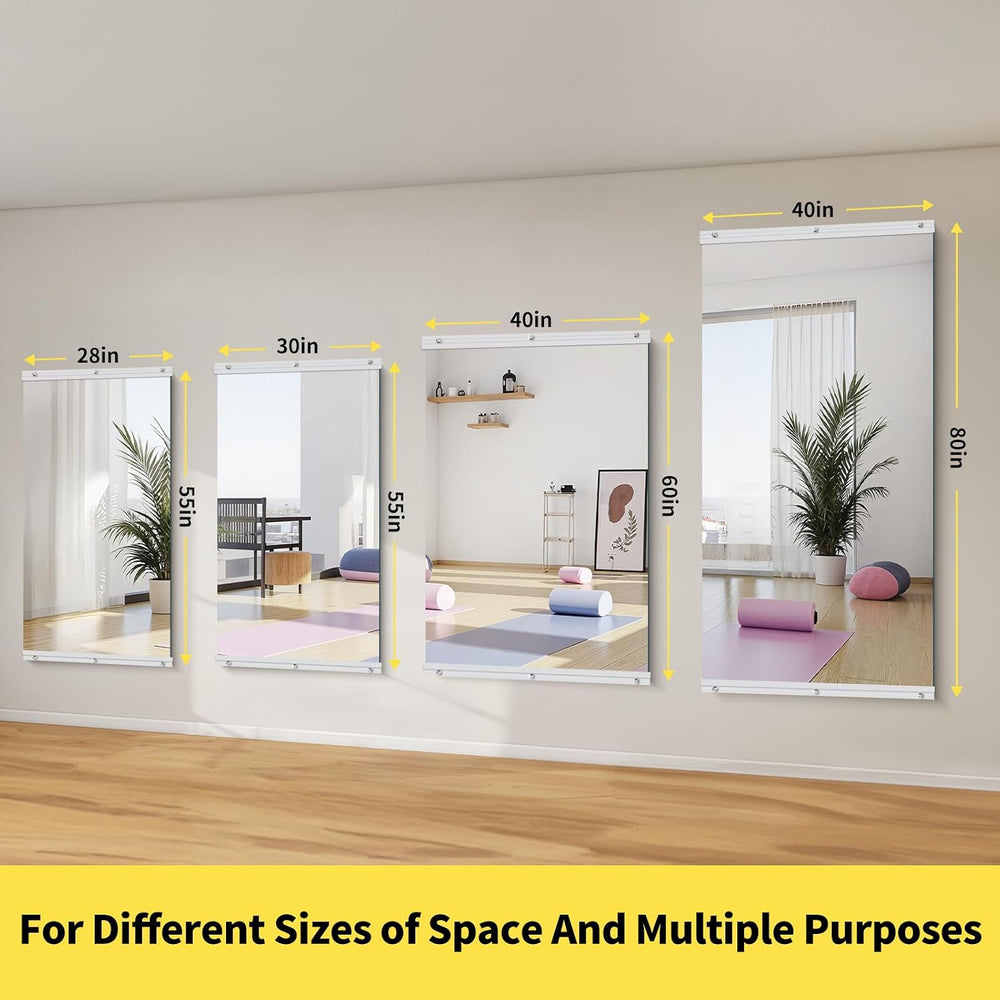 80x40 in Home Gym Mirrors,3-Pack,Frameless,Wall Mounted