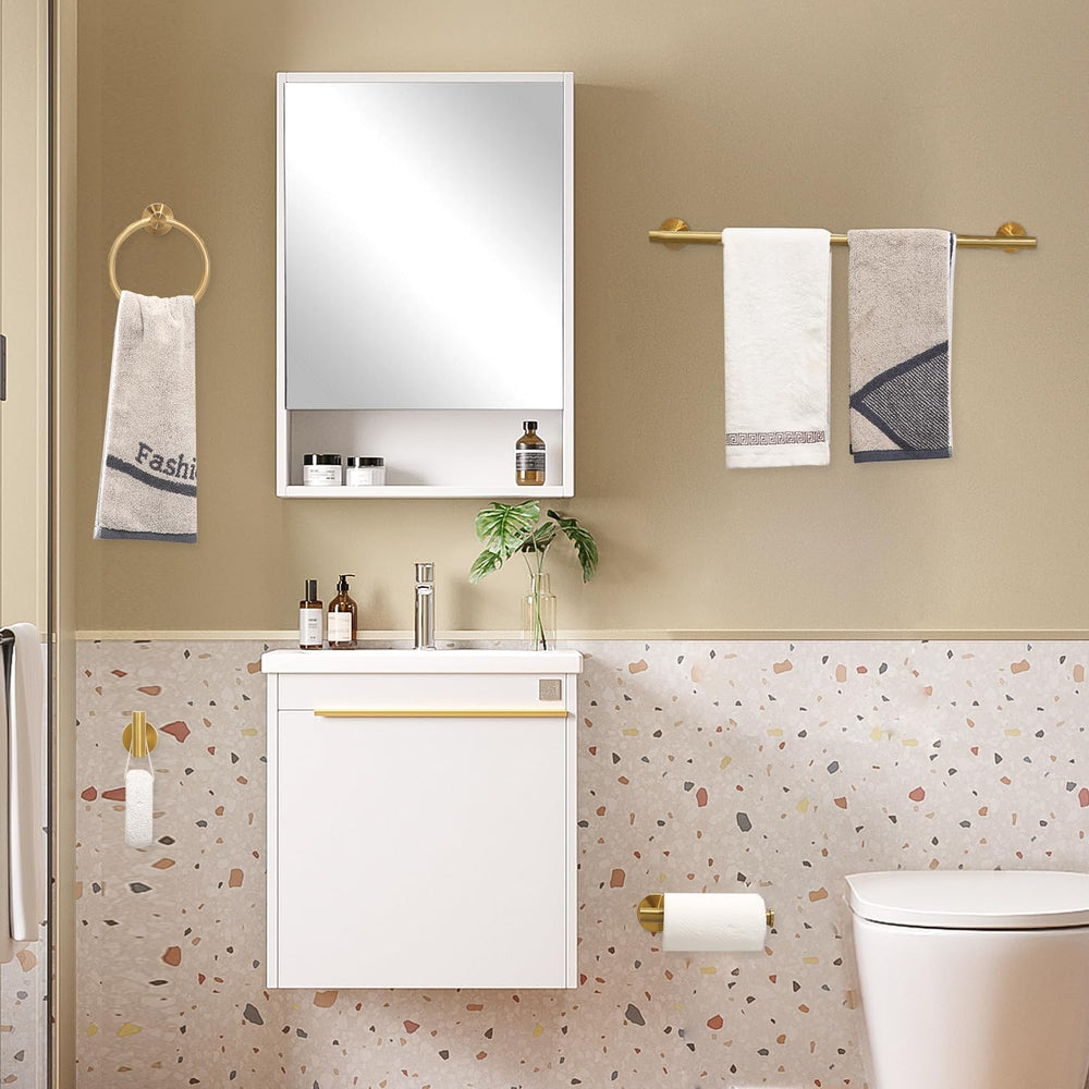 5pcs Brushed Gold Bathroom Accessories Set, 24 inch Towel Bar