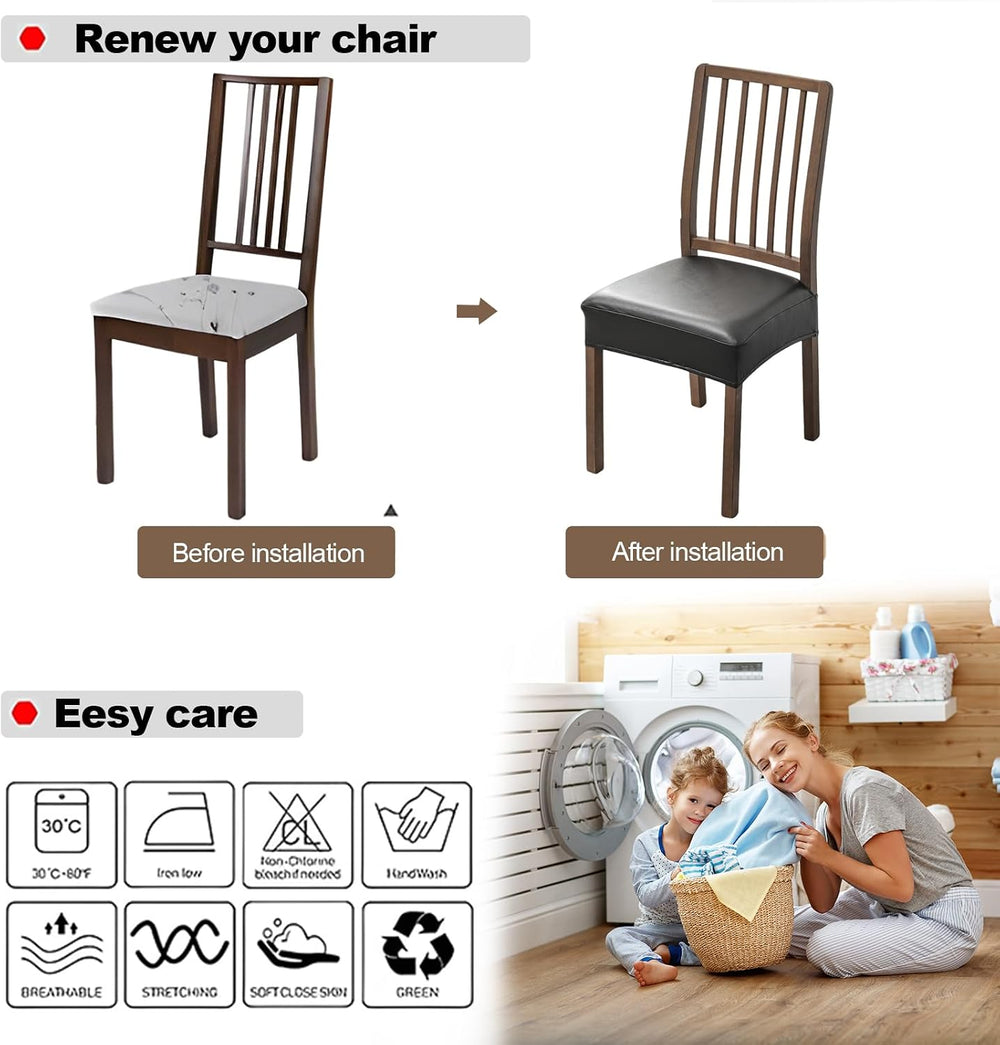 FUANGUI Dining Chair Covers Set of 6, Kitchen Chair Seat Covers
