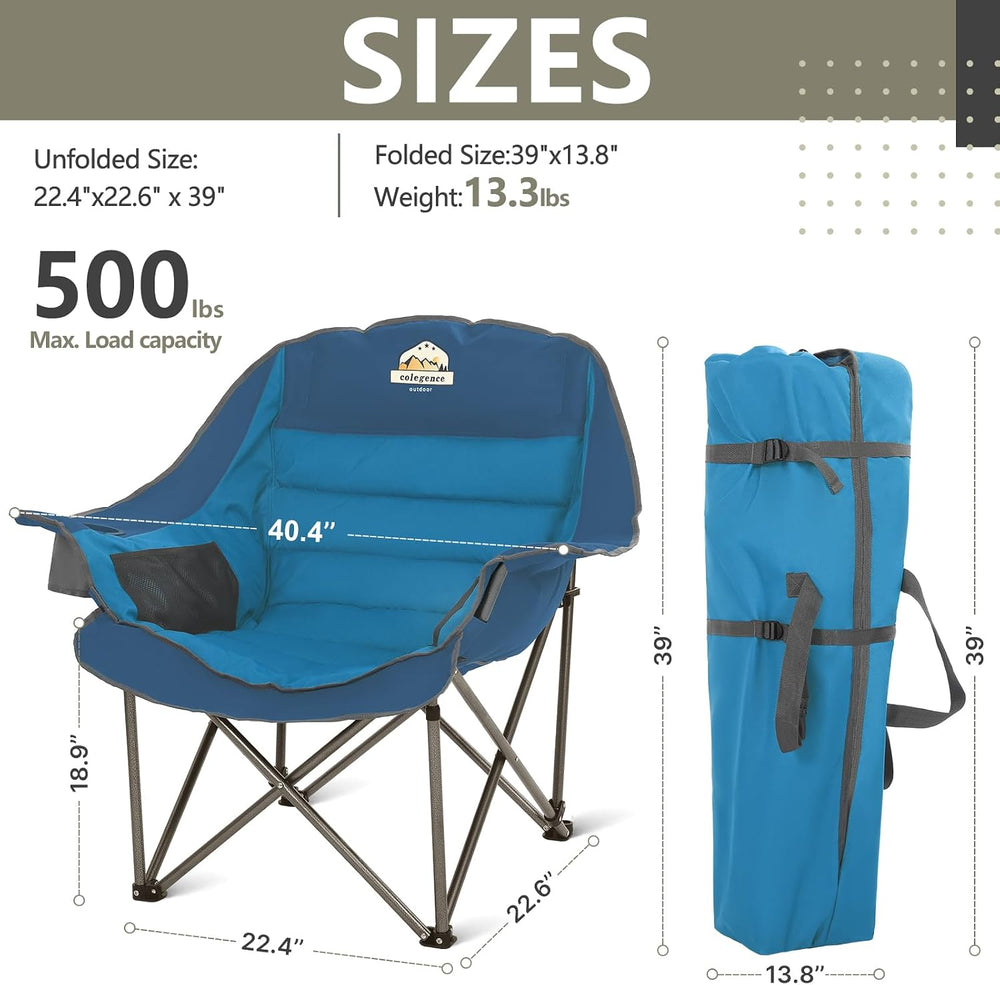 Colegence Oversized Camping Chair for Adults, Padded Lawn Chair 1 Pack