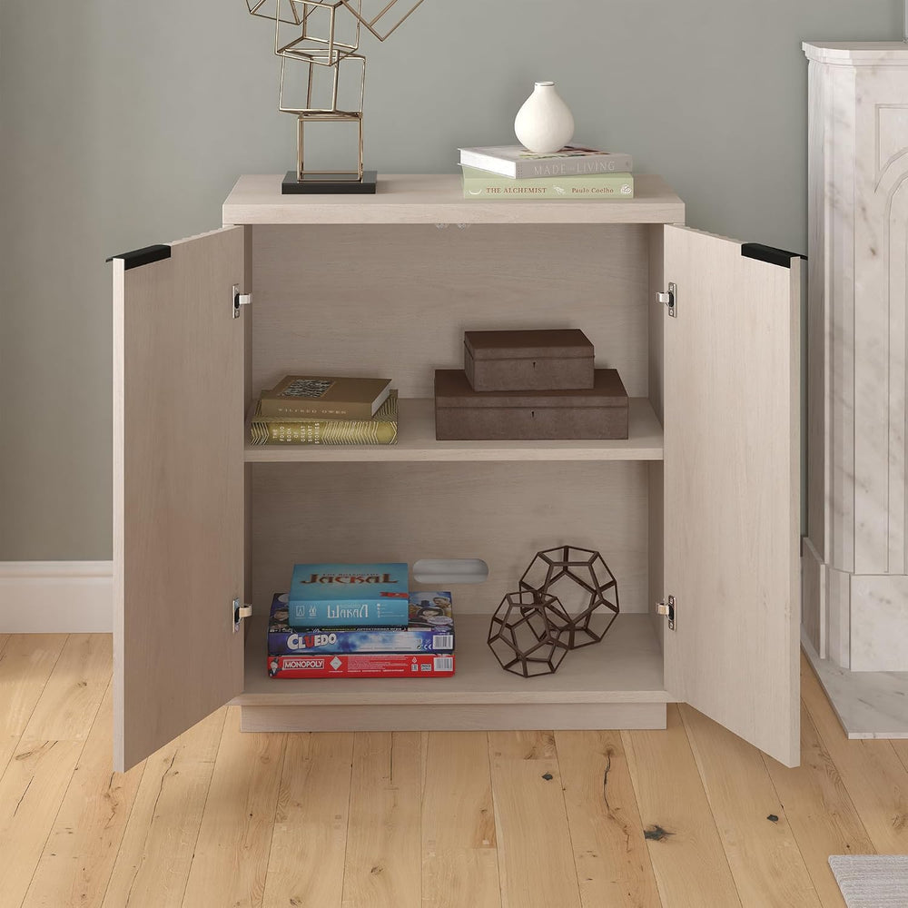 Henn&Hart 28" Fluted Accent Cabinet, Sideboard Buffet, Beech White