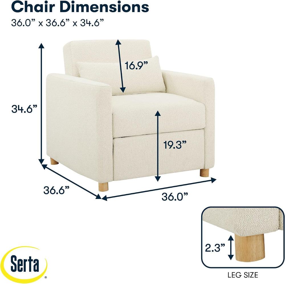 Serta® Corwin 36" Convertible Accent Chair, Dreamcoil® Comfort, FingerGu...