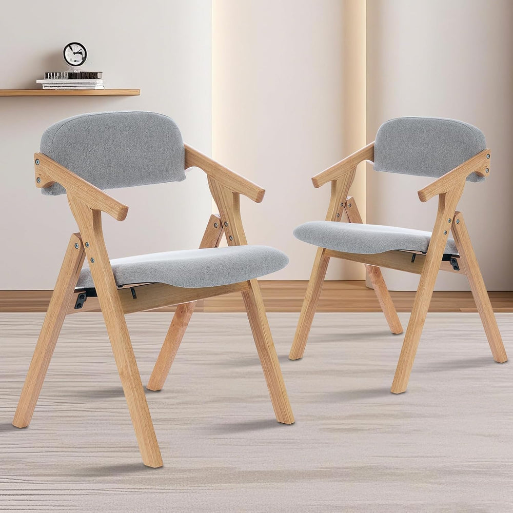 Grod Folding Dining Chairs, Padded Seat, Wooden Stackable,1PCS (Grey)