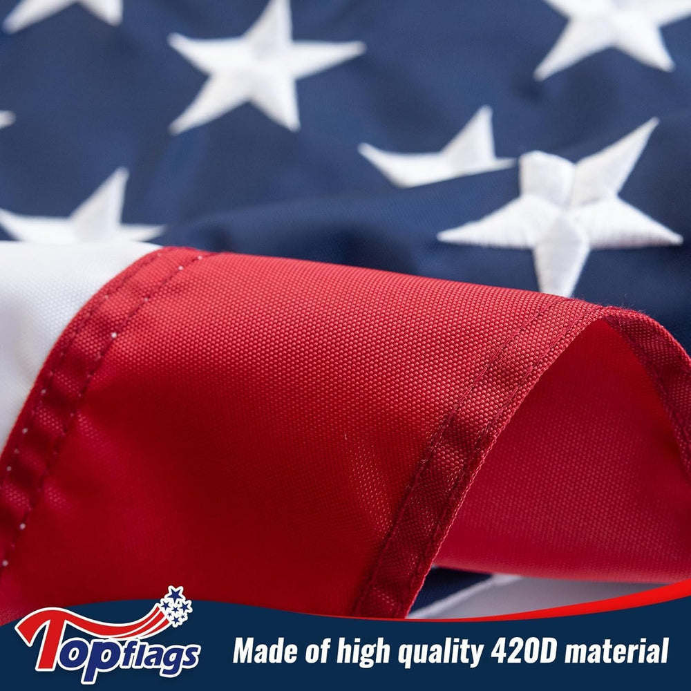 TOPFLAGS American Flag for Outside 8x12 Ft Embroidered Stars US Flags
