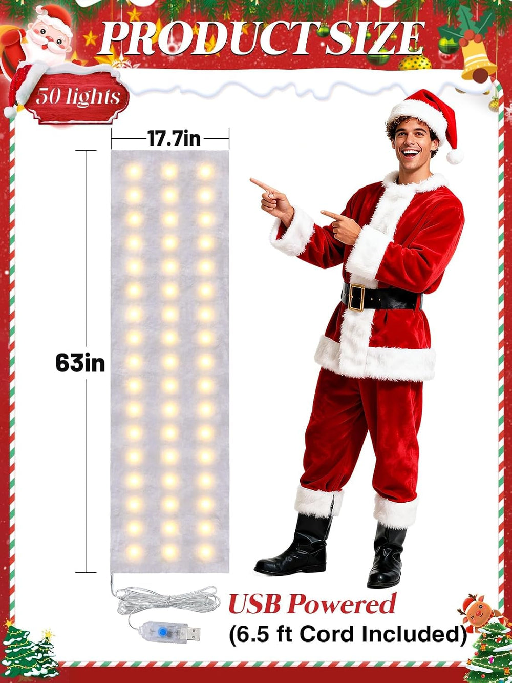 Cosweet LED Fake Snow Blanket for Christmas Village Display, 63'' x 1...