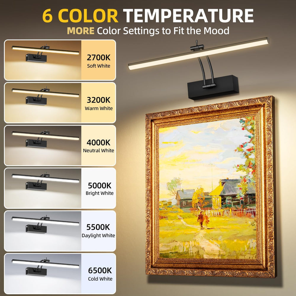 6CCT 16" Rechargeable Picture Lights for Wall with Remote, 4 Pack Black