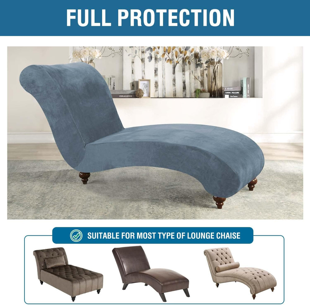 H.VERSAILTEX Chaise Lounge Cover Indoor Velvet Chaise Slipcover High Stretch ...