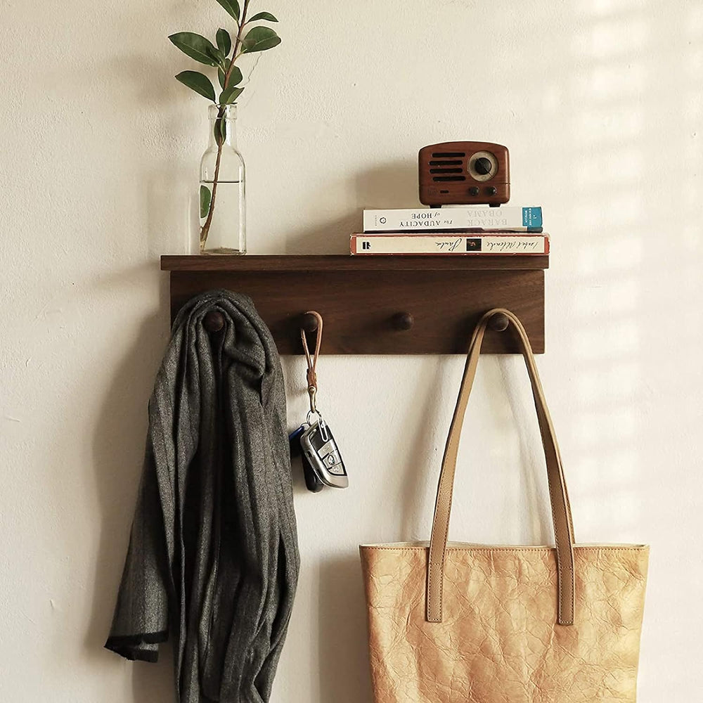 Entrance Coat Rack ,Coat Hooks, Wall-Mounted Wooden Hook Rack, Wall-Mounted S...
