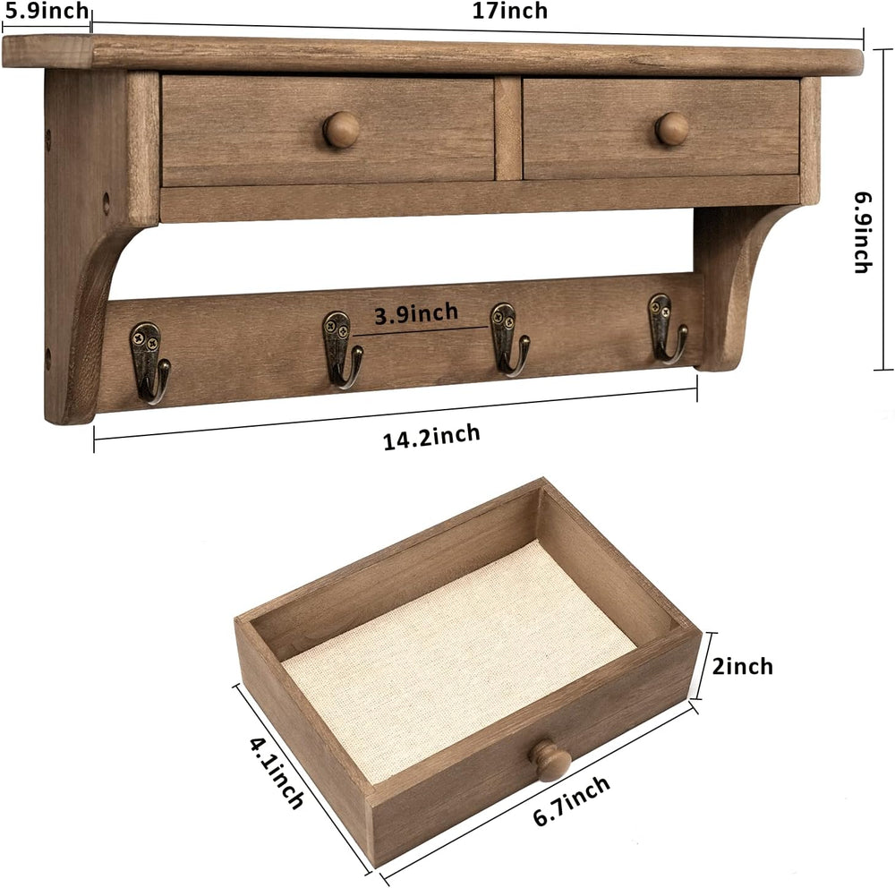 Emfogo Coat Hooks Mounted, Rustic Wood Coat Rack Mount Shelf with Hooks, Farm...