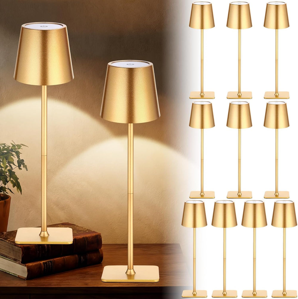 Retisee 12 Pack Cordless Table Lamp Portable Rechargeable Lamps, Gold