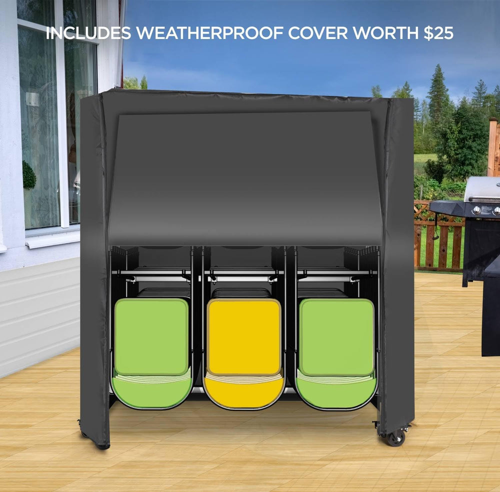Folding Chair Rack Folding Chair Cart Storage Dolly with Wheels and Holder