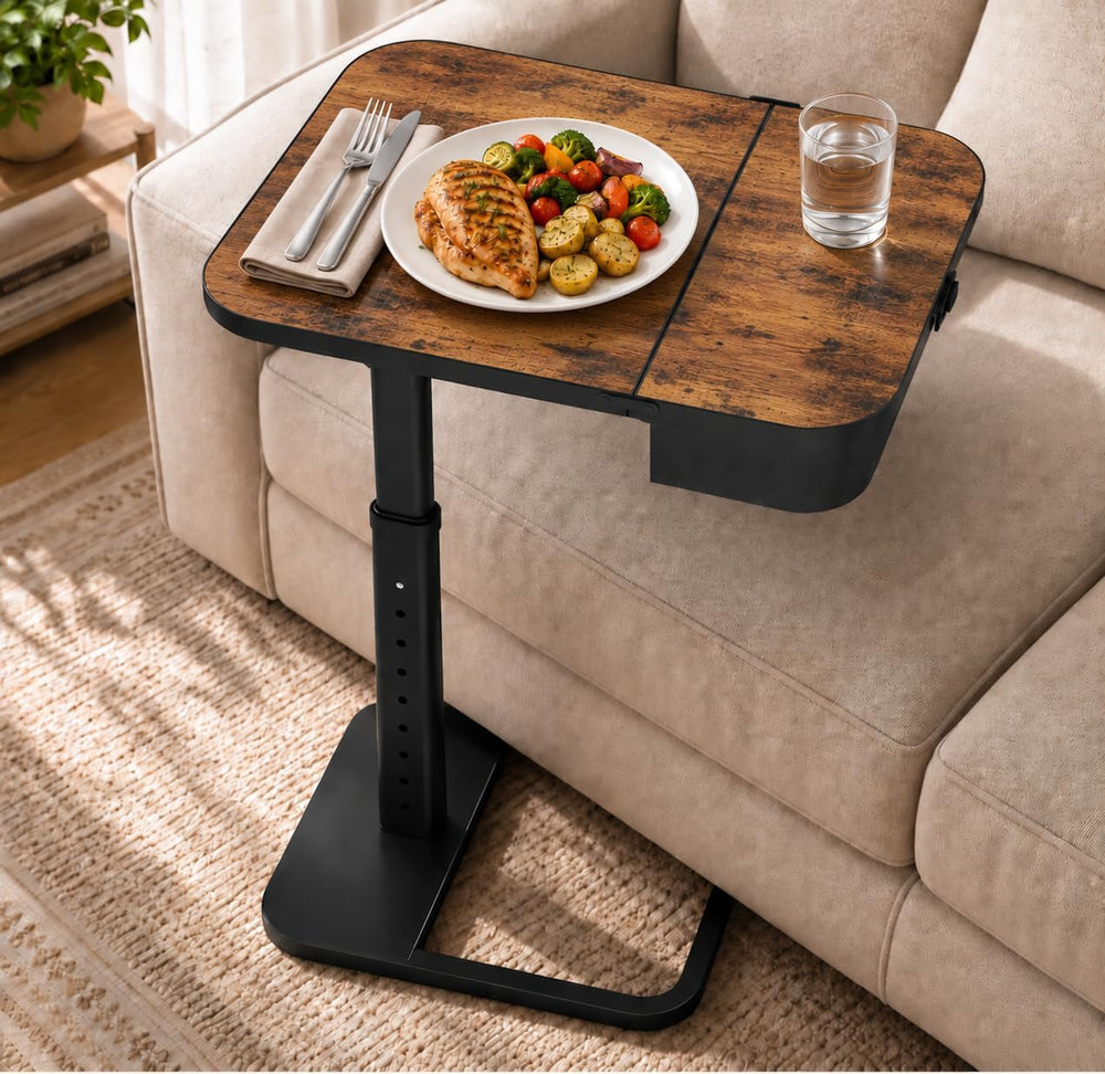 Kitstorack TV Tray Table with Flip-Top Storage, Adjustable Height