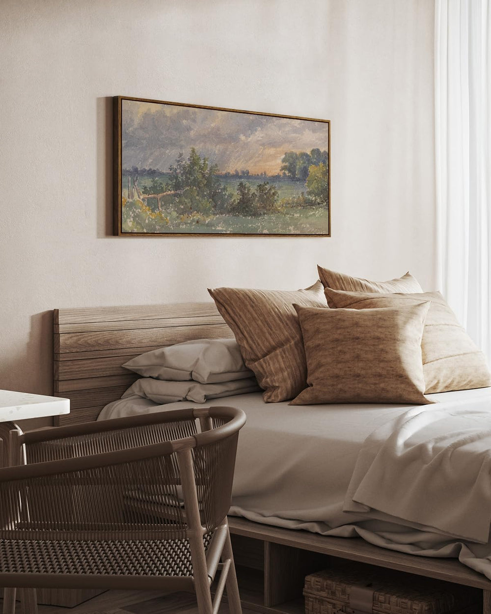 InSimSea Extra Large Framed Vintage Wall Art, Cloud under Sky Print,20x40In