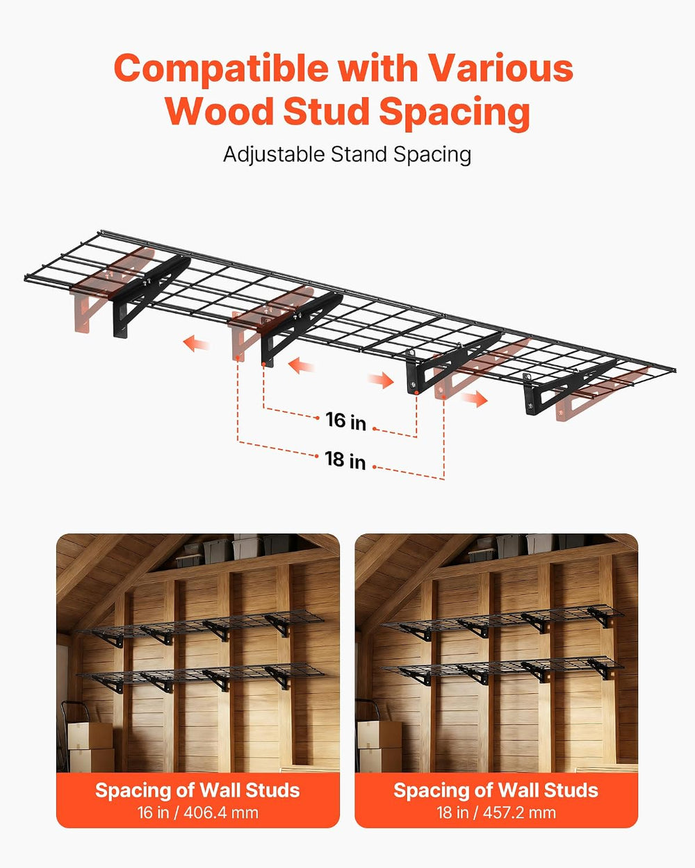 VEVOR 2-Pack Heavy Duty Garage Wall Shelving, 1 x 6 ft Steel Wall Mounted She...