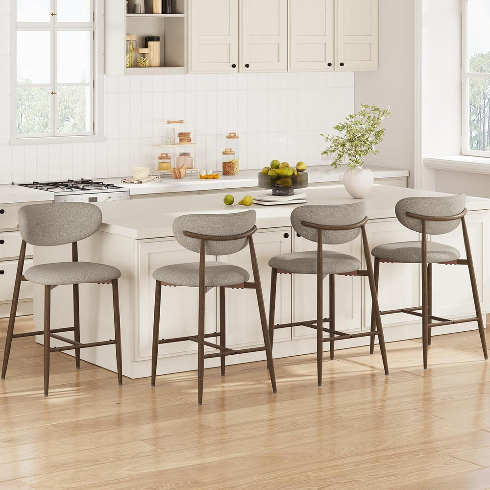 MALOL Counter Height Bar Stools with Backs Set of 4, Camel