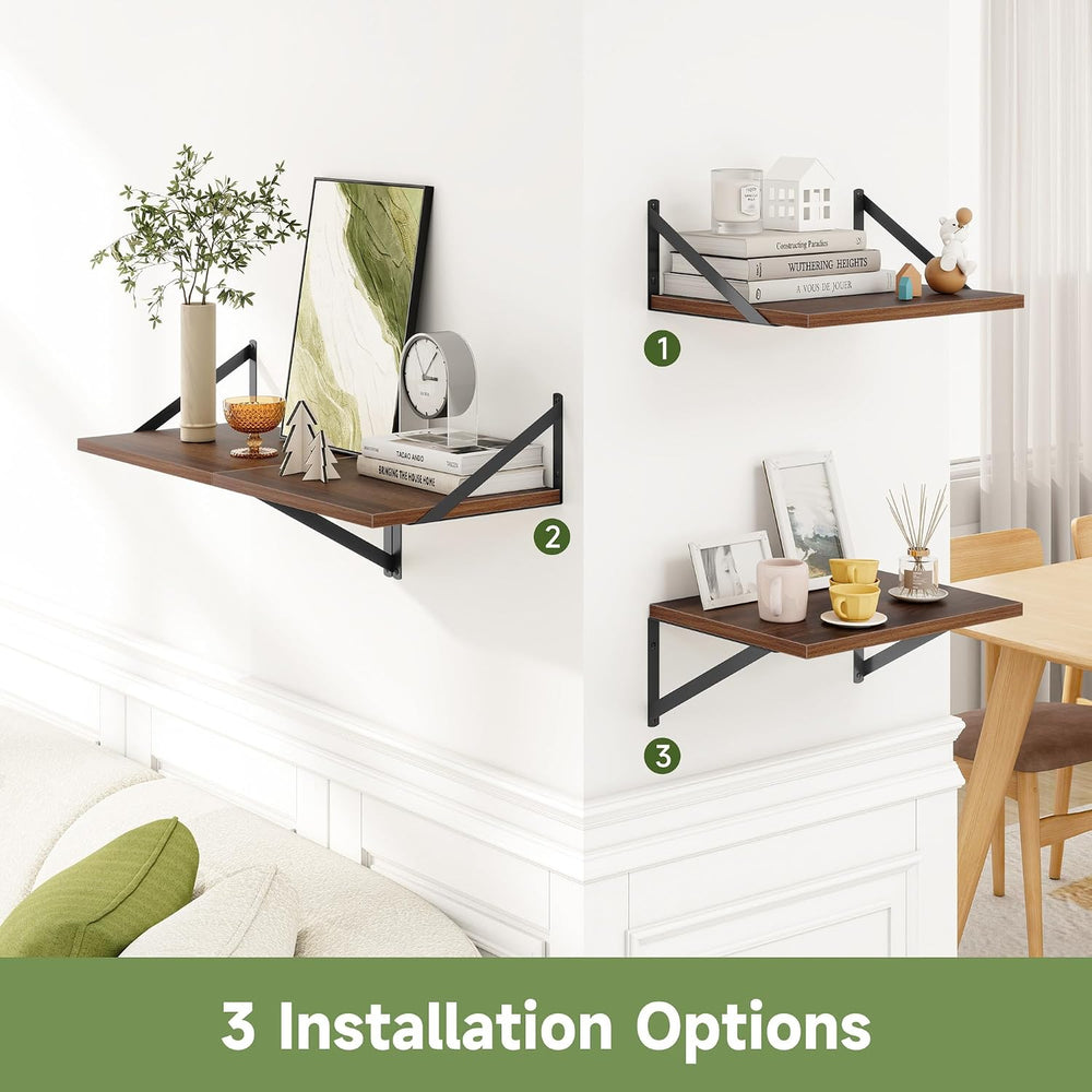 Heimlove 16W x 12D Deep Floating Shelves Set of 4 Natural