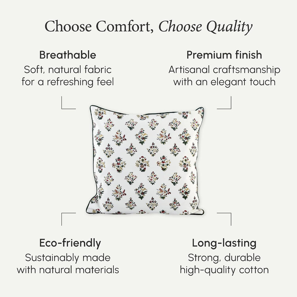 CPC Fall Green Block Print Throw Pillow Covers 24x24 Inch, Pack of 2