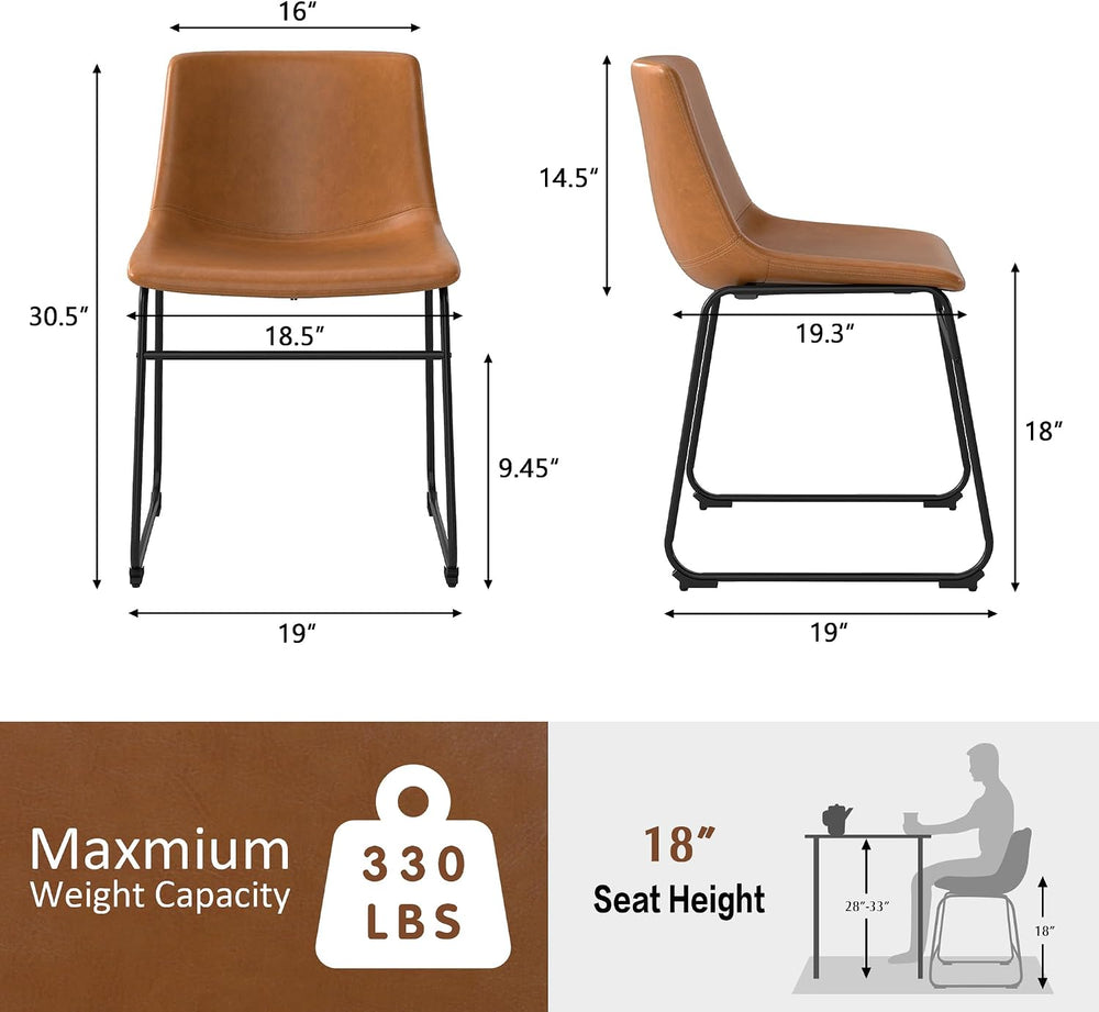 GOTMINSI Dining Chairs Set of 2, 18 Inch Modern Dinner Chairs, PU Leather Arm...