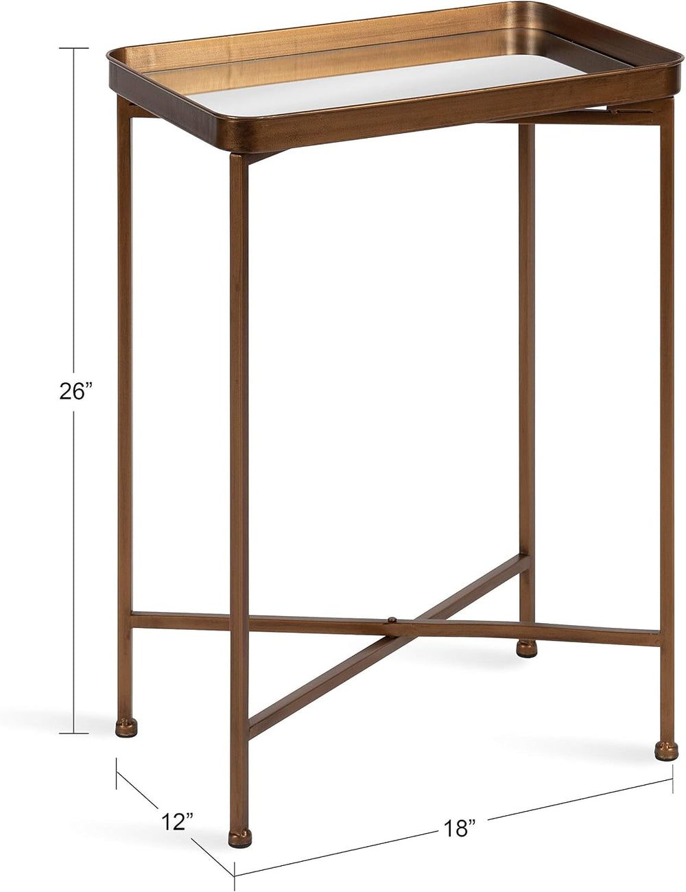 Kate and Laurel Celia Modern Mirrored Tray Side Table, 18 x 12 x 26, Dark Bro...