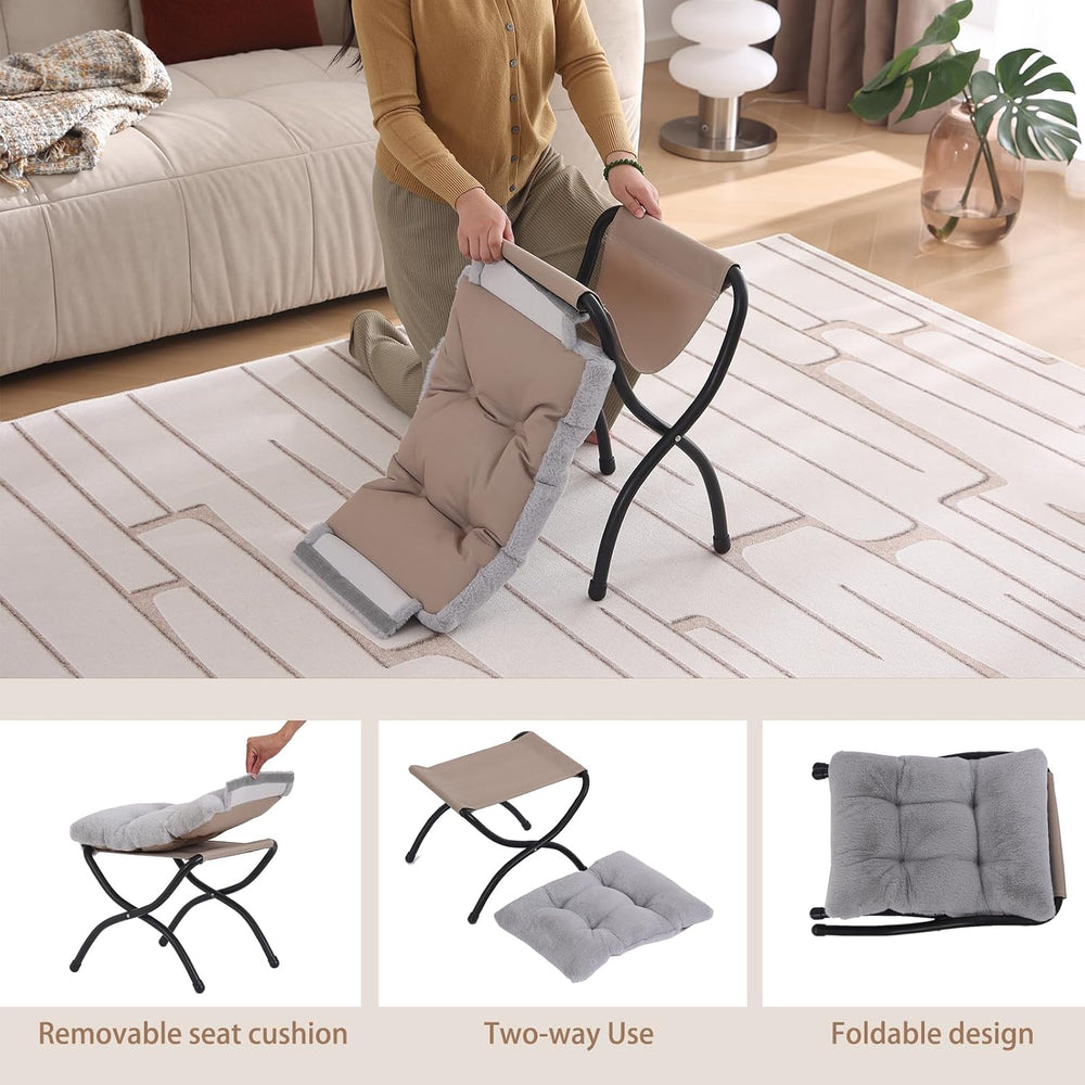 Welnow Folding Ottoman Footstool with Detachable Cushion,15'' H, Plus...