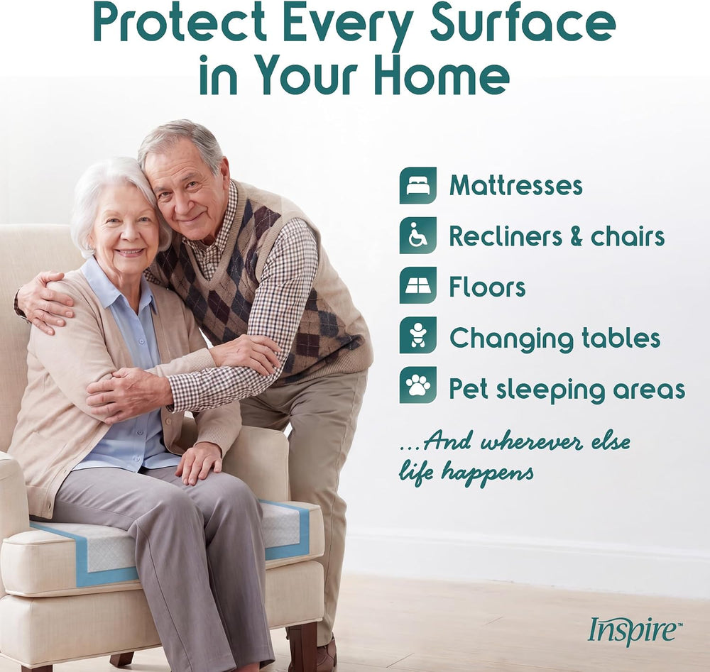 Inspire Brand Disposable Underpads Value Pack 30" x 36" Case of 50