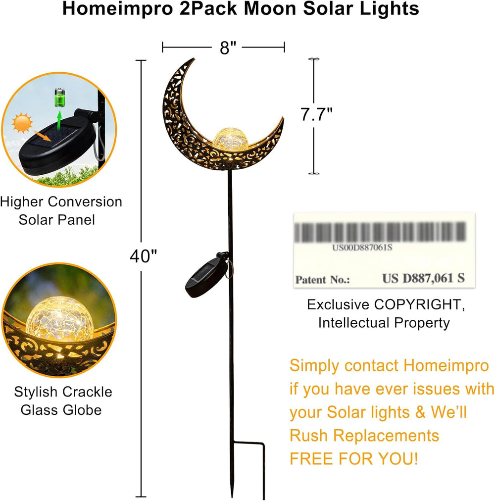 2Pack Moon Garden Gifts Solar Lights Outdoor Stakes Waterproof, Gifts for Mom...