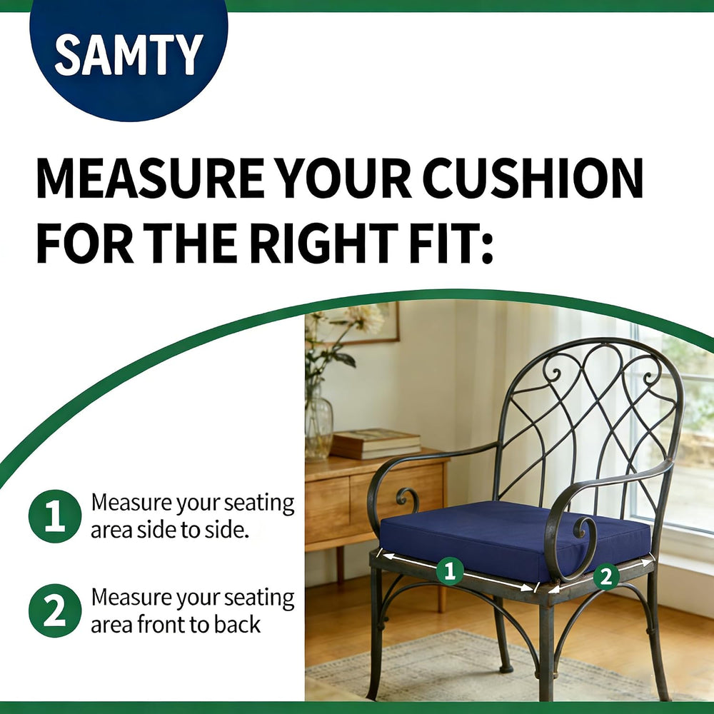 SAMTY Outdoor Chair Cushions, Waterproof Patio Seat Cushion of 2, 20X20X3