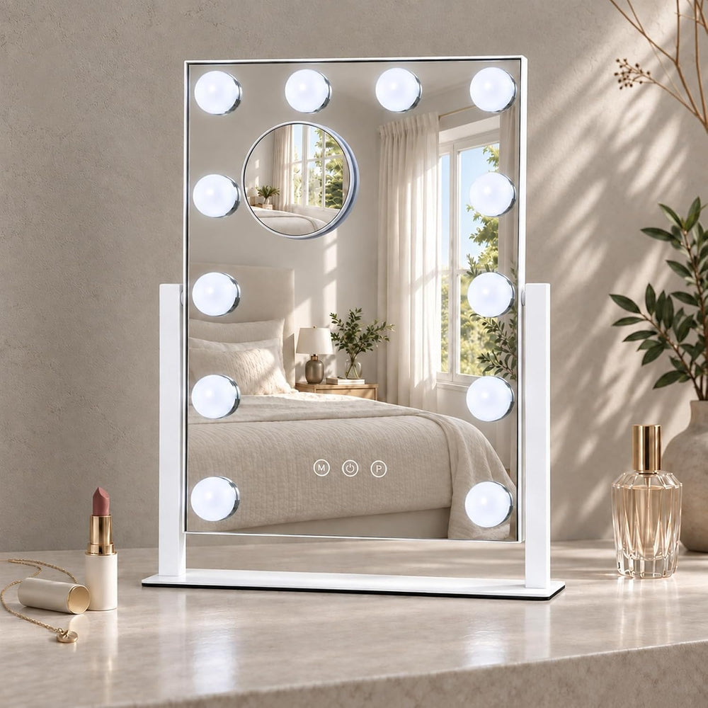 Makeup Mirror with Lights, 10X Magnification, 16.5x13.1in